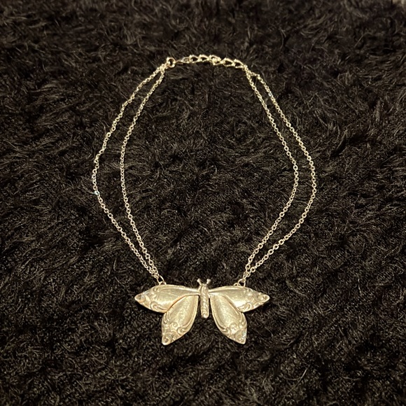 Jewelry - Handmade butterfly necklace made from antique spoons. Roughly 10 inches.